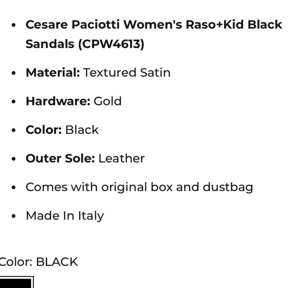 CESARE PACIOTTI WOMEN'S RASO+KID BLACK SANDALS - Picture 12 of 12